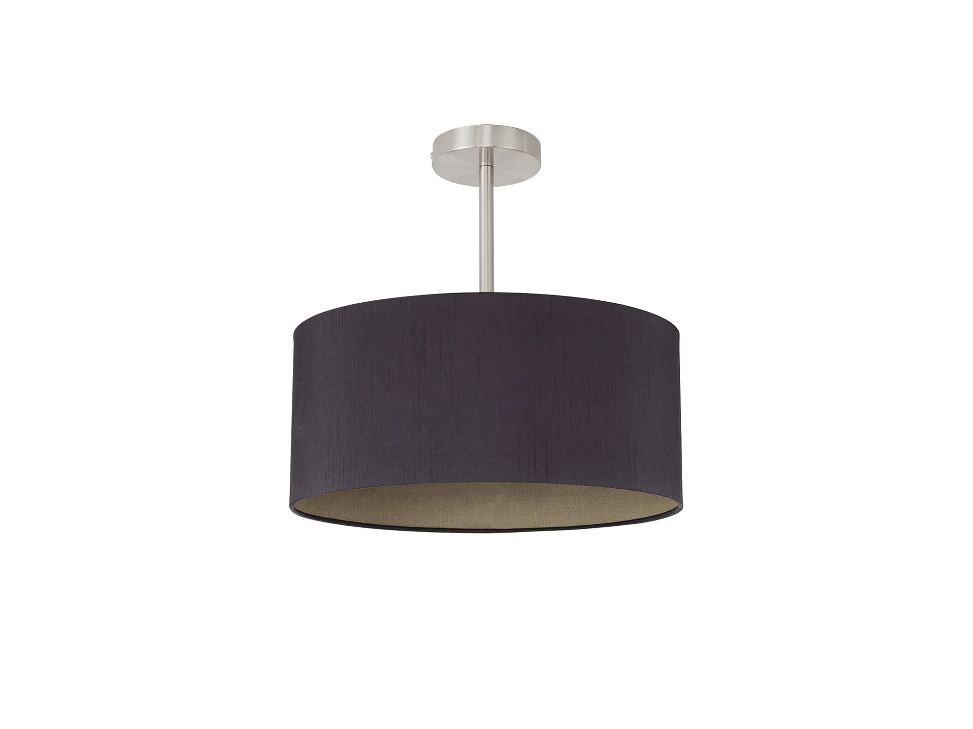 Baymont 40cm Semi Flush 1 Light Satin Nickel, Midnight Black/Green Olive DK0251  Deco Baymont